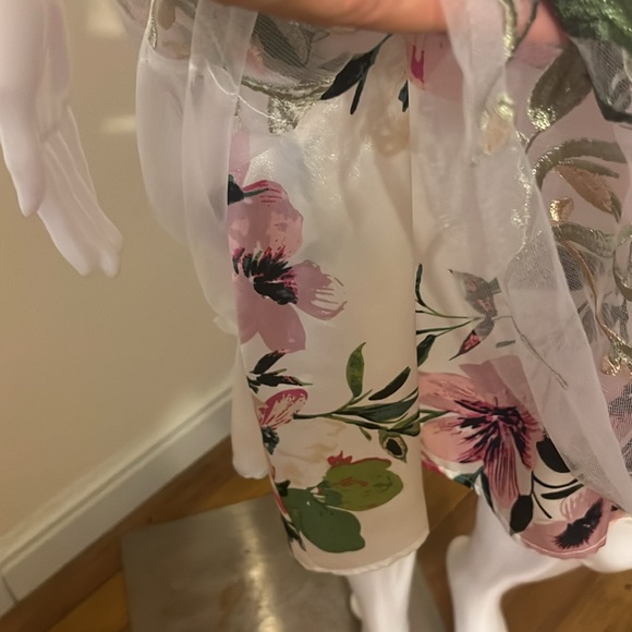 Spense Sleeveless Embroidered Overlay Bow Tie Spring Floral Sheath Dress Size M - Picture 5 of 13